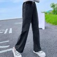 thumbnail image 6 of Posijego Girls Jeans 4-16T Elastic Waistband Wide Leg Baggy Pants with Pockets Denim Trousers for Little Big Teens, 6 of 7