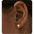 thumbnail image 5 of Stud Earrings - Hypoallergenic Earrings for Women Men Sensitive Ears - Minimalist Jewelry Flatback Cross Bolt Cartilage Earrings, 5 of 5