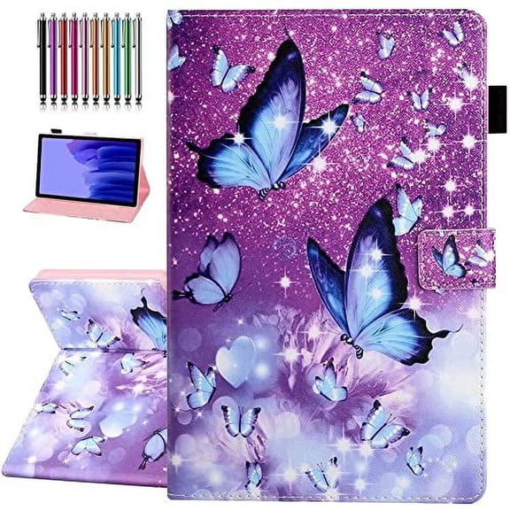 Samsung Galaxy Tab A7 Lite 8.7 inch Case, PU Leather Multi-Angle Viewing Stand Shell Cover Full Body Protection Smart Case for Samsung Galaxy A7 Lite 2021 [SM-T220/T225/T227 ] - Purple Butterfly