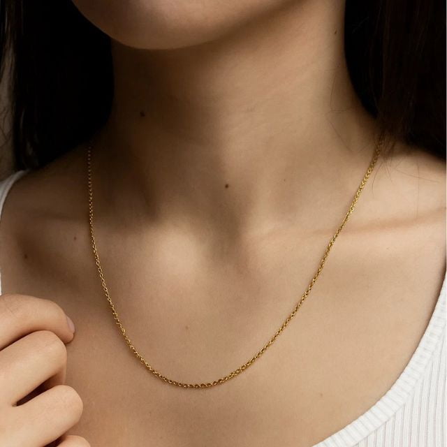 Mauli Jewels Women’s 18" Italian 1.25MM Cable Chain – 14K Yellow Gold Plated 925 Sterling Silver Adjustable Necklace