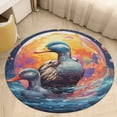 thumbnail image 5 of Q-version Funny Little Yellow Duck Floral Medallion Round Rug - Small Round Area Rug, Soft Non-Slip Machine Washable Bedroom Mat Indoor Accent Entry Carpet for Office Desk Dorm Hallway, 5 of 7