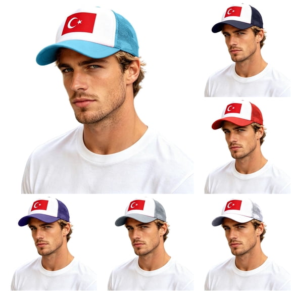 XIAOCHA Men's Printed Baseball Cap Adjustable Outdoor Dad Hat Rodeo Snapback Hat,Light Blue