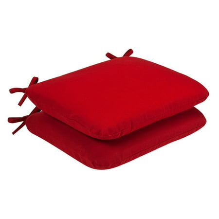 Pillow Perfect Outdoor Solid Seat Cushion with Ties - 18.5 x 15.5 x 3 in. - Set of 2