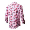 thumbnail image 4 of Fznquz Pink Big and Tall Button Up Shirt Men Work Long Sleeve Dress Shirt Formal Button down Floral Big and Tall Men Clothes, 4 of 5