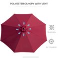 thumbnail image 3 of Parasol de Patio Rond de 10 Pieds, Rouge Vin et Noir, 8 Baleines, Inclinaison à Manivelle, Pliable et Portable, Cadre en Acier, Polyester de Protection Solaire 180 G/m2, Dessus en Gourde pour Jardin, Piscine, Café, 3 of 7