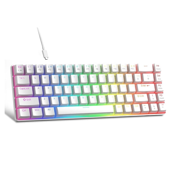 MageGee Portable 60% Mechanical Gaming Keyboard, MK-Box LED Backlit Compact 68 Keys Mini Wired Office Keyboard with Red Switch for Windows Laptop PC Mac - Black/Grey