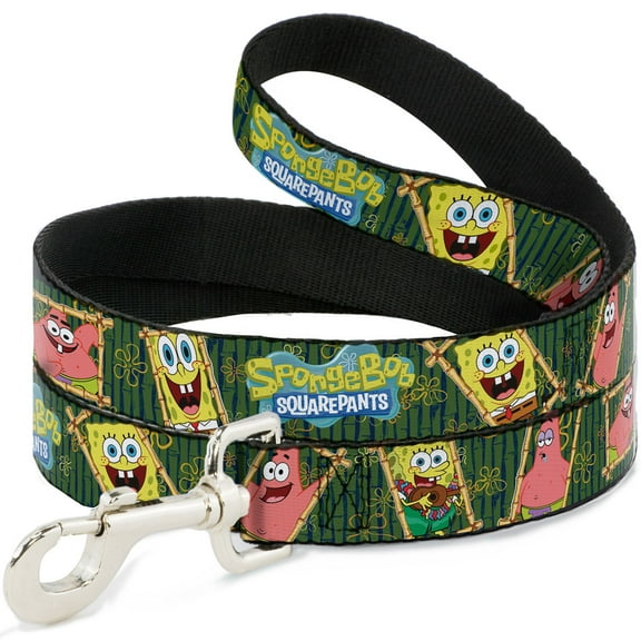 Nickelodeon Pet Leash, Dog Leash, Spongebob Patrick Starfish Bamboo Frames Logo, 4 Feet Long 1.0 Inch Wide