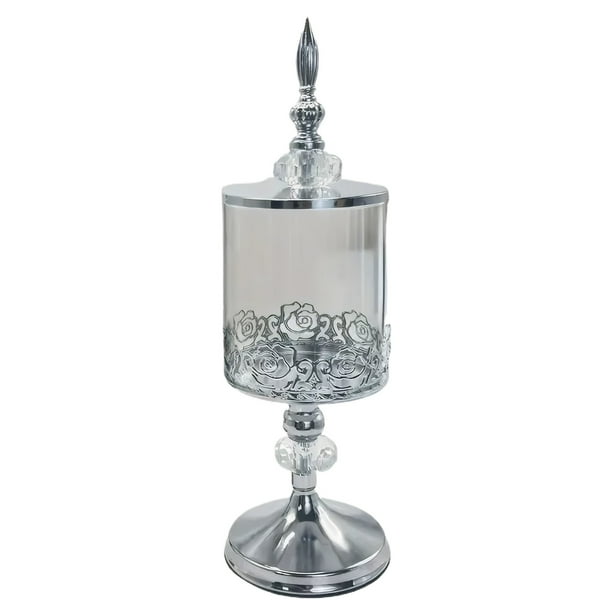 Bearachild Frascos de vidrio retro para almacenamiento en seco, apariencia elegante y duraderos, tapa abierta de cristal simple. Almacenamiento y organización del hogar Plata Gran tamaño