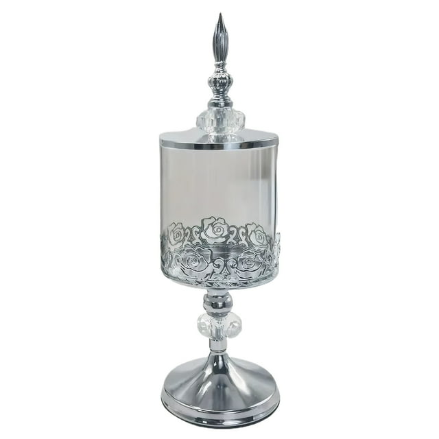 braveheart Bocal à Bonbons en Verre Recouvert Rétro Mode Bocal de Rangement en Verre pour Rangement à Sec Durable Argent Grande Taille