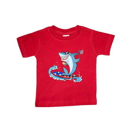 

Inktastic Fourth of July Shark Surfing Gift Baby Boy or Baby Girl T-Shirt