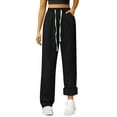 thumbnail image 3 of Women's Fleece Lined Stretch Denim Jeans, High Waist Elastic Drawstring Wide Leg Pants, Comfortable Straight Leg Trousers, Warm Winter Casual Wear, 2025 Fashion Black L, 3 of 9