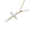 thumbnail image 4 of Dazzlingrock Collection Round Lab Grown White Diamond Encrusted Cross Pendant Pointed Edges with 18 inch Gold Chain for Women (0.24 ctw, Color H-I, Clarity SI2) in 10K Rose Gold, 4 of 6