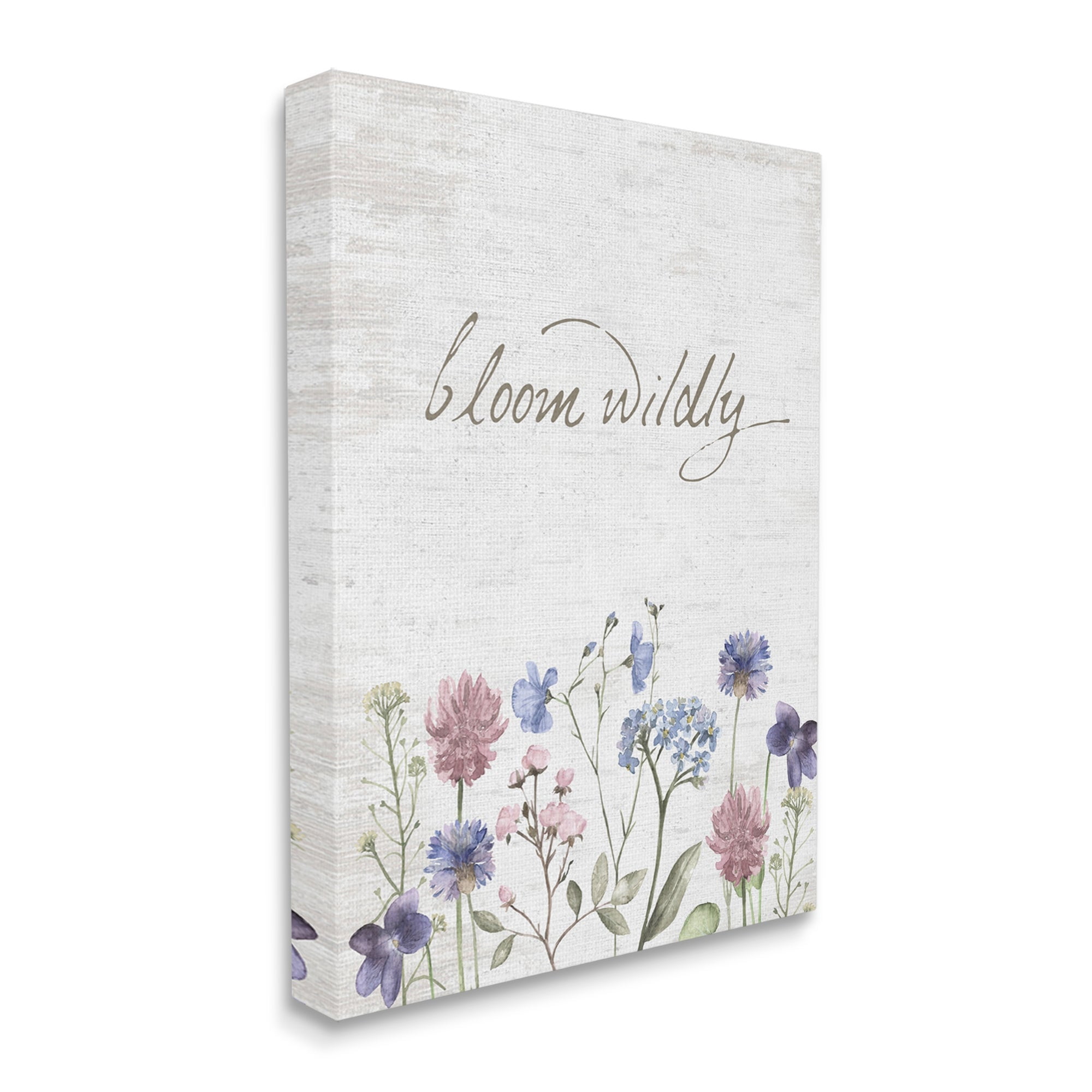 Stupell Industries Bloom Wildly Flower Blossoms Botanicals Rustic Design Graphic Art Gallery Wrapped Canvas Print Wall Art, Design by Lettered and Lined
