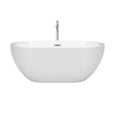 thumbnail image 2 of Brooklyn 60 Inch Freestanding Bathtub in White with Floor Mounted Faucet, Drain and Overflow Trim in Polished Chrome, 2 of 5