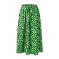 thumbnail image 6 of vigerkar Women's Midi Skirts High Waisted Pleated A-Line Swing Skirts Summer Floral Long Skirts with Pockets Green, M, 6 of 6