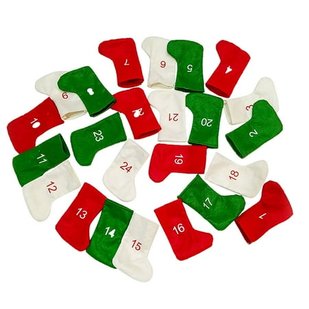 

WGOUP Christmas Pendant 24 Socks Christmas Decoration Gifts Christmas Countdown Calendar Multicolor(Buy 2 Get 1 Free)