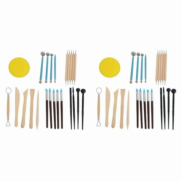 Juego de Herramientas de Escultura Arcilla de Modelado de 48 Piezas, Herramientas de Escultura de Arcilla de Modelado de Polímero Kit de Pintura de para CeráMica de Escultura