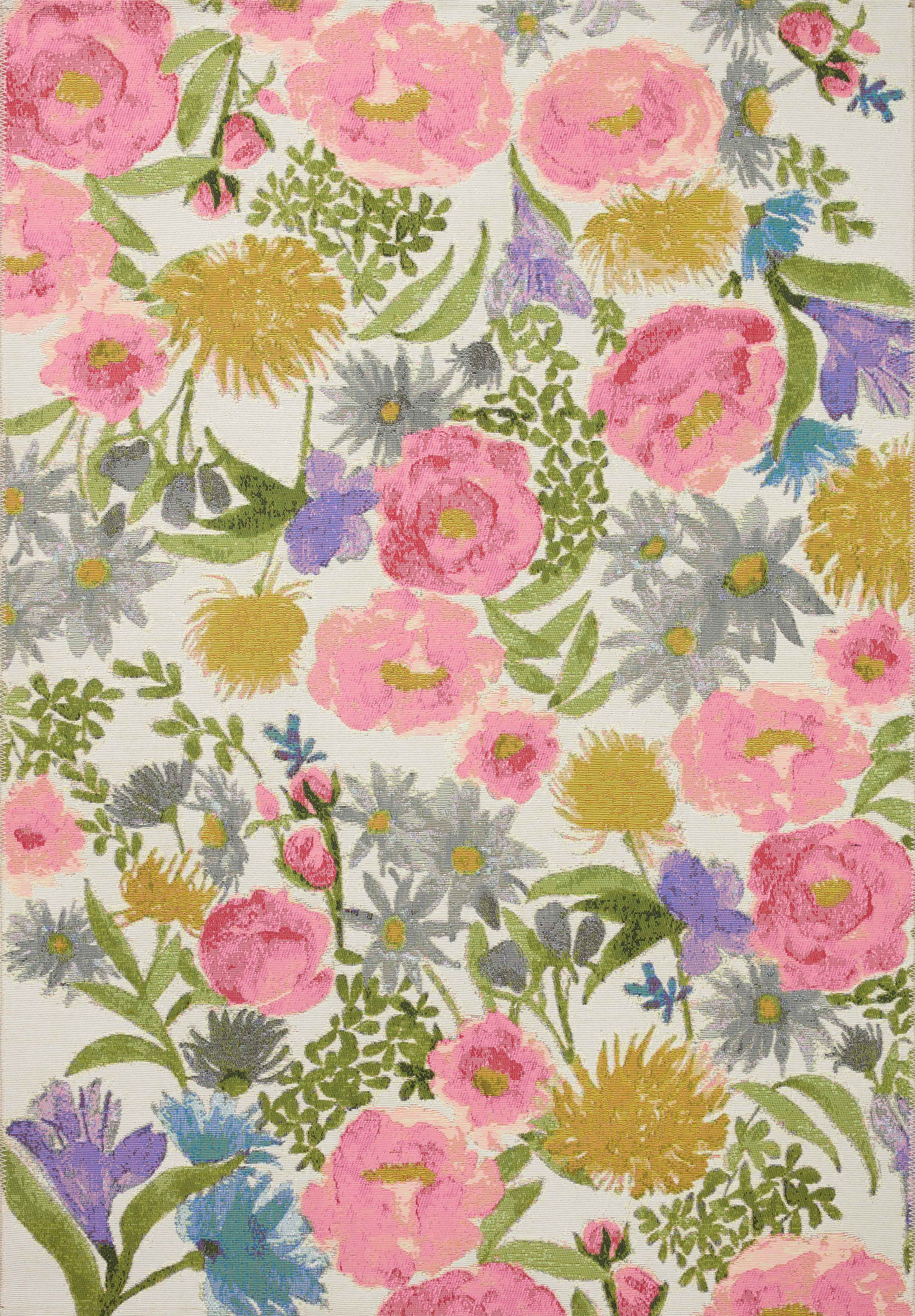 Loloi Botanical Ivory / Multi 3'-3" x 3'-3" Round Area Rug