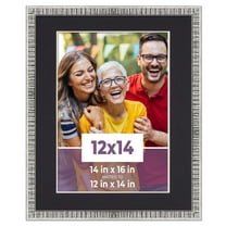12x14 Frame Silver With Black Picture Mat For 12x14 Photo - Silver 14x16 Frame To Display Print or
