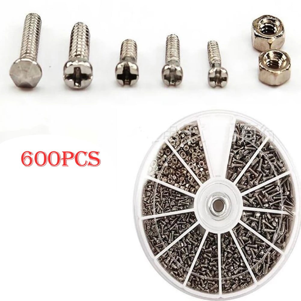 600PC Mini Screws Nuts Stainless Steel M1 M1.2 M1.4 M1.6 Small Screw Fix Kit Hot 