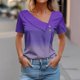 thumbnail image 1 of Fiudx Camisas de Mujer Top Informal de Primavera y Verano de Manga Corta con Cuello En V para Mujer, 1 of 5