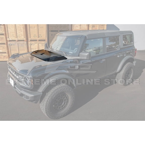 Replacement For 2021-Present Ford Bronco Models | Rator Style ABS Plastic - Matte Black Front Hood Vent Bonnet Scoop Cover VENT-585-ABS