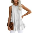 thumbnail image 2 of HAPIMO Women's Summer Tank Tops Halter Neck Blouse Flowy Swing Layer Camis Vest Basic Tunic Camisole Solid Color Print Tops Sleeveless Shirts for Girls White XL, 2 of 7