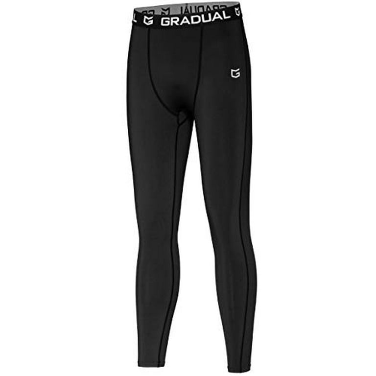 G Gradual Boys' Compression Leggings Youth Base Layer Pants Soccer  Basketball Sports Tights for Boys (Black, Medium) 