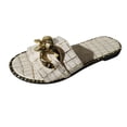 thumbnail image 2 of Rhinestone Slide Sandals Women Girls Dressy Low Wedge Sandal Summer Beach Cute Slip on Slippers Boho Glitter Open Toe Flat Sandals, 2 of 4