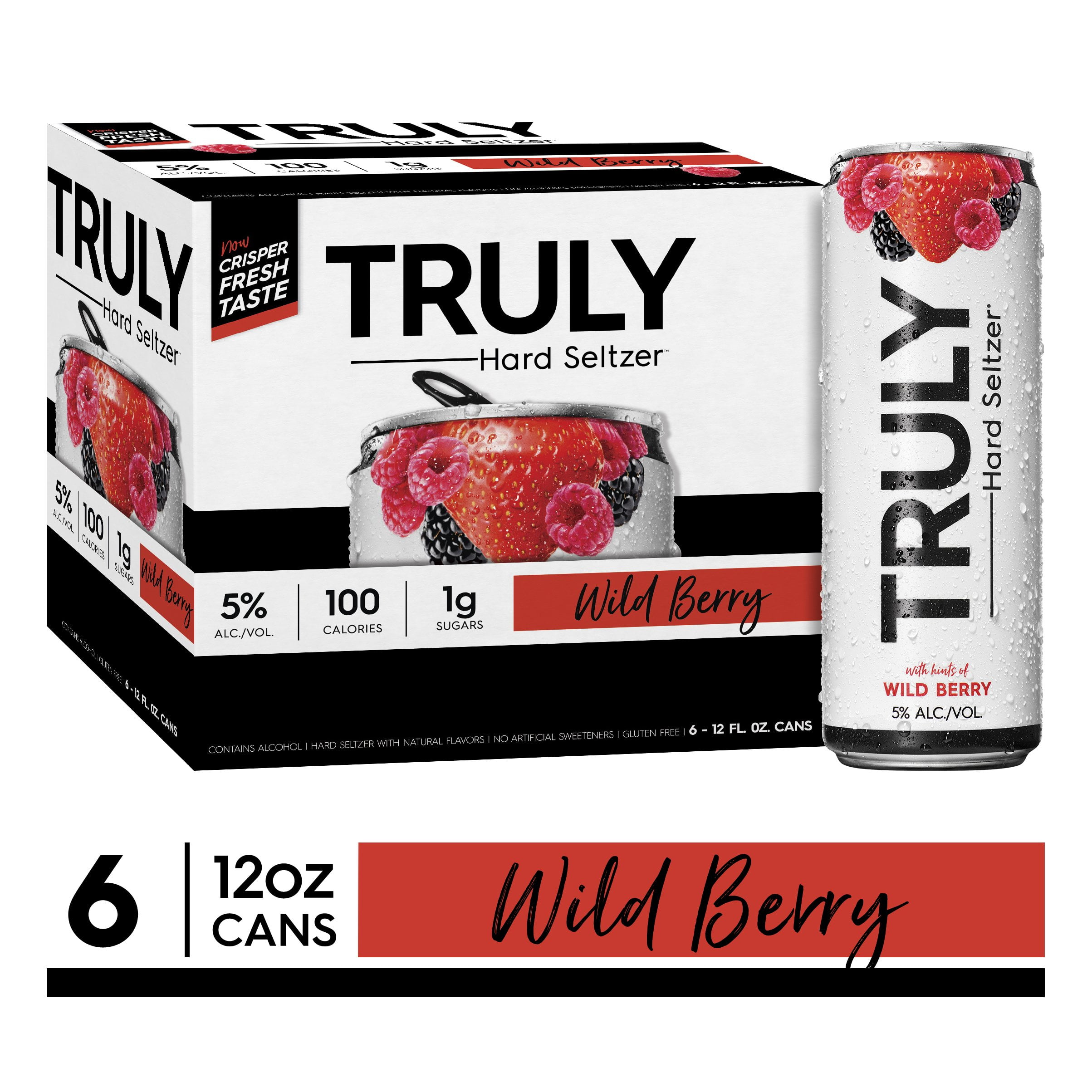 TRULY Hard Seltzer Wild Berry, 6pk, 12oz beer cans, Gluten ...