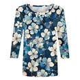thumbnail image 5 of Tnhcen Women's Fall Fashion Floral Print 3/4 Sleeve Loose Round Neck T-Shirts - Casual Daily Oversized Tops Stretchy S-3XL, 5 of 5