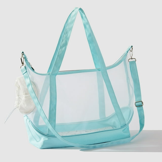 Mint Green Foldable Cat Carrier with High-Transparency Nylon Mesh - Single Shoulder Crossbody Design, Spacious & Secure for Pet Comfort, Escape-Proof, Scratch-Resistant, Easy to Clean & Store,