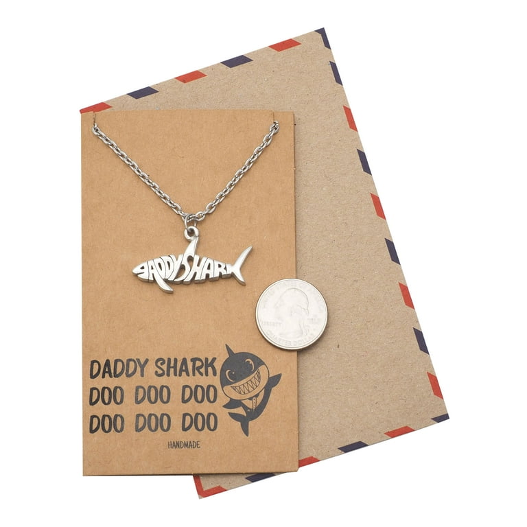 Quan Jewelry Baby Shark Necklace Fish Aquatic Jewelry Baby Shark Necklace Megalodon Sharkticon Jaws Inspired Pendant Charm Mommy Shark Necklace
