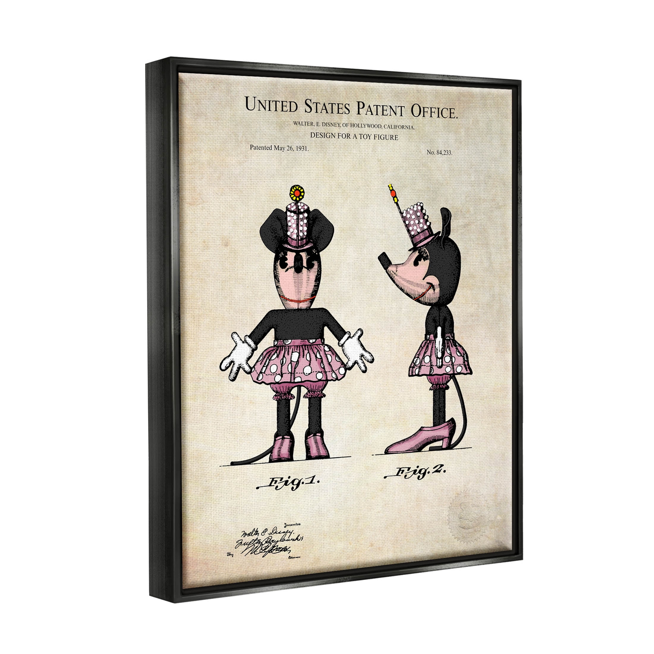 Stupell Industries Mouse Character Figure Diagram Graphic Art Jet Black Floating Framed Canvas Print Wall Art, Design by Karl Hronek
