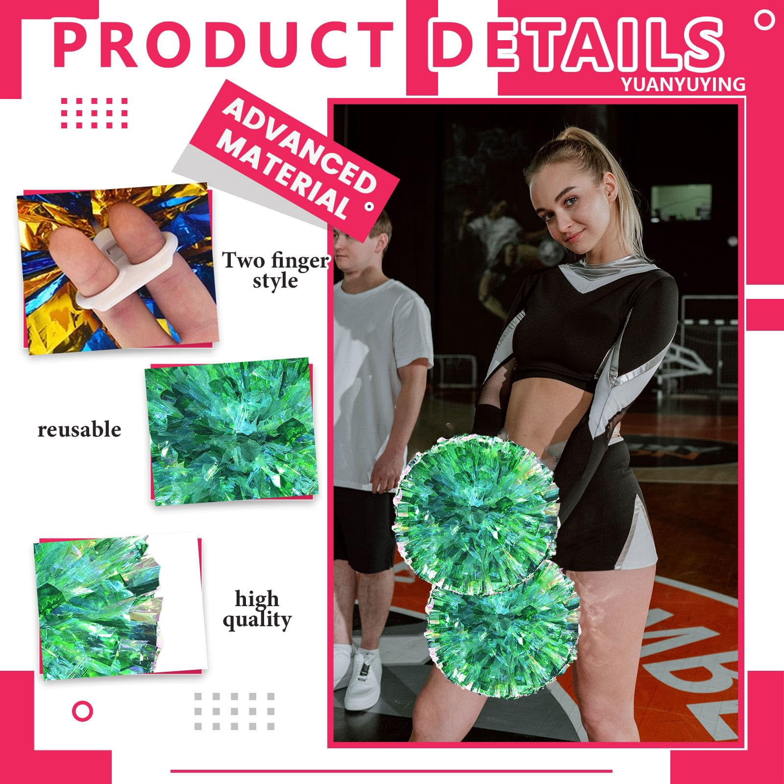 22 Pcs pom poms Cheer,pom poms Cheerleading with Finger Holes Cheer Pom Pomsfor Dance, Matches