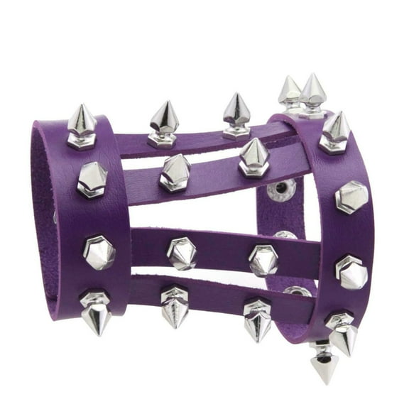 Jesscasday Punk Style PU Leather Bracelet With Stainless Steel Snap Closure For Men And Women Comfort Wrist Cuffs Music Festival Accessory