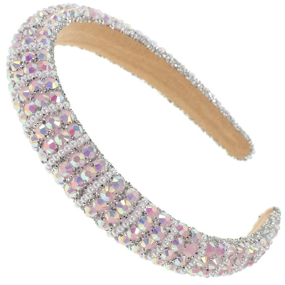Niceauty Womens Headband Rhinestone Headbands Pink Plastic 1Pack Comfortable Wear