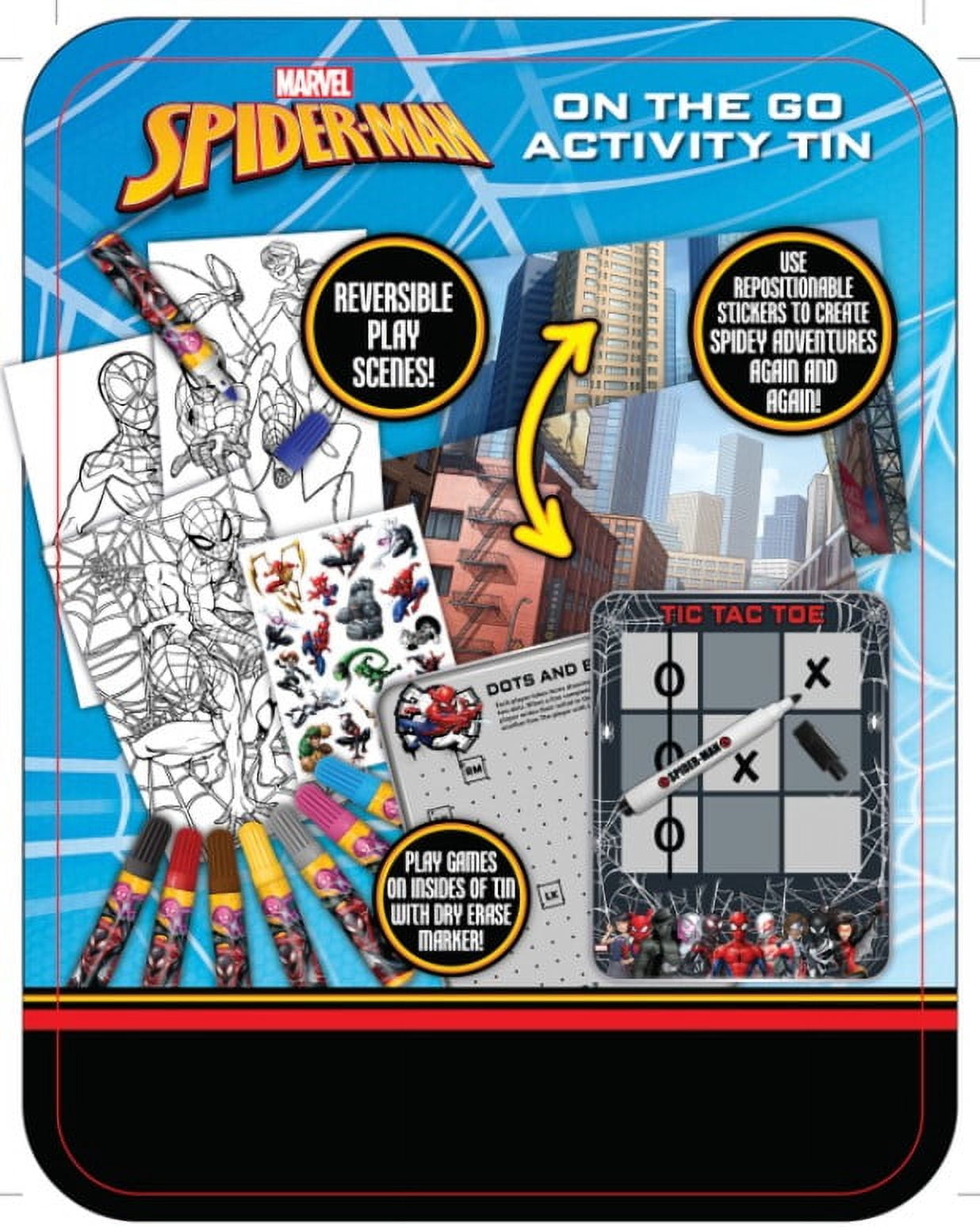 Spiderman Multi-Color On-The-Go Activity Tin Art Set, 27 Pieces, for Children Ages 6+, Unisex