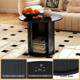 thumbnail image 4 of 23.6" Round Coffee Table Wood Side End Table Nightstand Farmhouse for Small Spaces w/Hidden Storage,Sliding Door Living Room,Bedroom(Black), 4 of 11