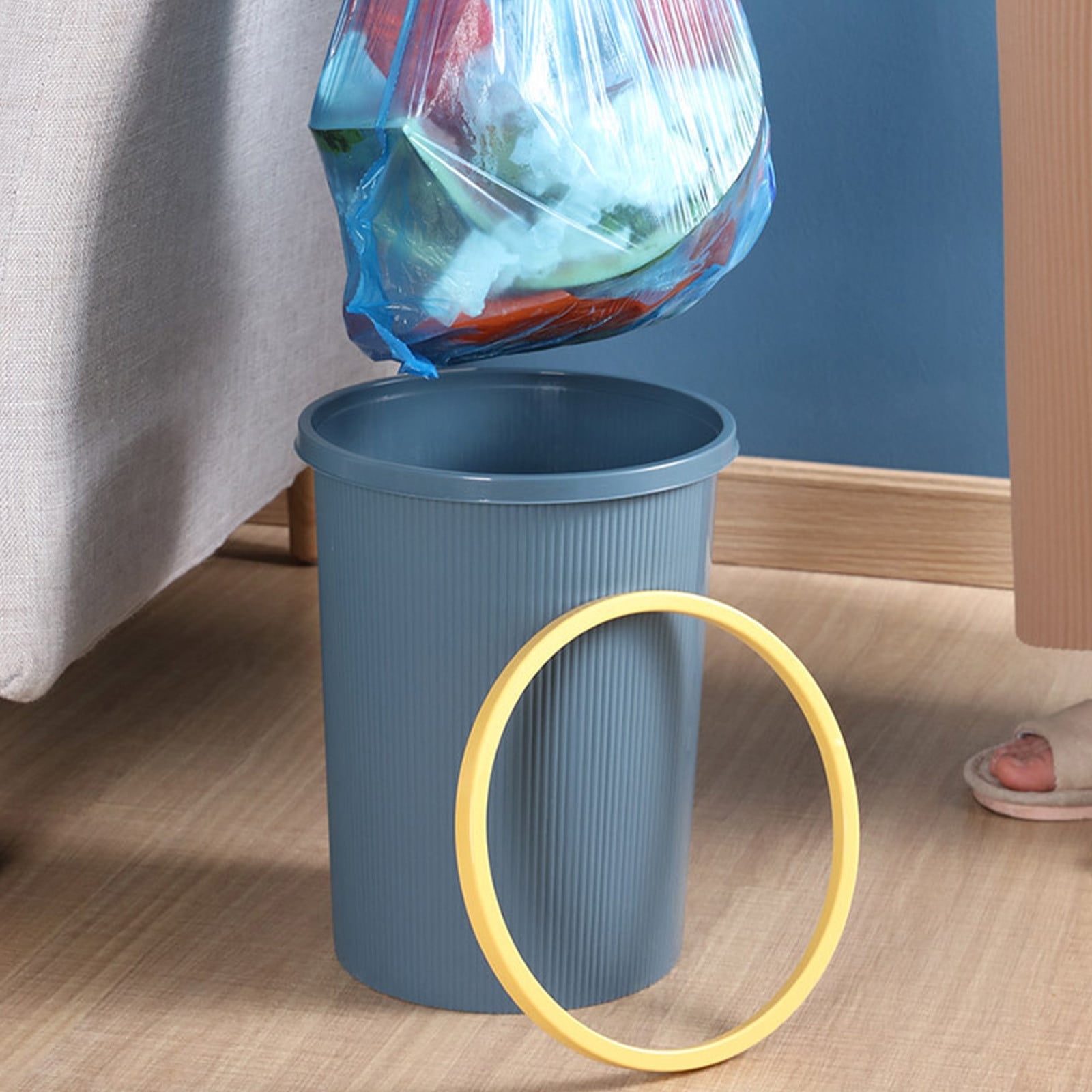 ufeghfjh Pressure Trash Can Garbage Bin for Bathroom Bedroom Office Kitchen Small Space Living 25x23x23cm 9.84x9.05x9.05in Dark Blue Light Blue Pink