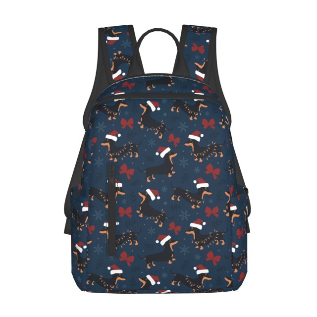 Balery Christmas Dachshund Mochila ligera para hombre y mujer: duradera e impermeable, ideal para la escuela, el trabajo, viajes y uso diario.