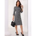 thumbnail image 4 of DARING DIVA Women's Tweed Fall Elegant Boat Neck 3/4 Sleeve Dress M Black, 4 of 6