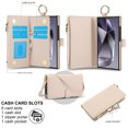 thumbnail image 3 of for Samsung Galaxy S23 Ultra Wallet Case, Multi-Functional Zipper Purse Case with Card Holders, RFID Blocking Full Body Case, Shoulder Strap Wristband Crossbody Cover for Galaxy S23 Ultra, White, 3 of 7