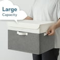 thumbnail image 5 of Granny Says Collapsible Storage Bins with Lids, Decorative Storage Basket for Shelves, Toy, Closet, White&Gray, 2-Pack, 5 of 8