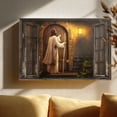 thumbnail image 2 of Jesus Knocking on Door Canvas Wall Art (Spiritual Invitation Tone) Ready to Hang for Living Room, 2 of 8