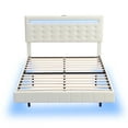 thumbnail image 6 of Full Size Floating Bed Frame With Led Lights And Usb Charging,Modern Upholstered Platform Led Bed Frame,White(Full), 6 of 9