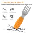 thumbnail image 3 of 1 juego de 2 tenedores y cucharas de acero inoxidable, juego de utensilios de entrenamiento para niños pequeños que se alimentan solos, 3 of 6