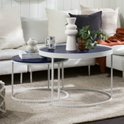 Gap Home Modern Round Nesting Coffee Tables, Set of 2, White/Blue