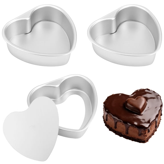 3 PCS Heart Shaped Cake Pans, 8 in Removable Bottom Aluminum Heart Cake Mold for Easy Release, Nonstick Baking Pan for DIY Heart Cakes Fruit Pie Pancake, Birthdays Weddings Celebrations