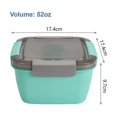 thumbnail image 2 of Lunch Container To Go, 1500ml Salad Bowls With 3 Compartments, Container For Salad Toppings, 2 of 5